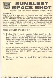 1975 Sunblest Space Shot #1 Sputnik I Back