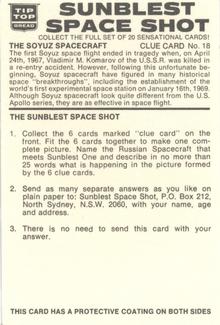 1975 Sunblest Space Shot #18 The Soyuz Spacecraft Back
