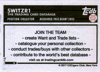 2017 C2Cigars TCDB Business Card #BC-SZ switzr1 Back