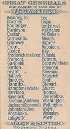 1888 Allen & Ginter Great Generals (N15) #NNO William Stewart Back