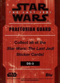 2017 Topps Star Wars: The Last Jedi - Character Stickers #DS-3 Praetorian Guard Back