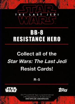 2017 Topps Star Wars: The Last Jedi - Resist! #R-5 BB-8 Resistance Hero Back