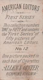 1887 Allen & Ginter American Editors (N1) #12 Geo. W. Childs Back
