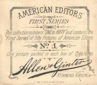 1887 Allen & Ginter American Editors (N35) #1 George Abel Back