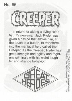 1989 DC Comics Backing Board Cards #65 The Creeper Back