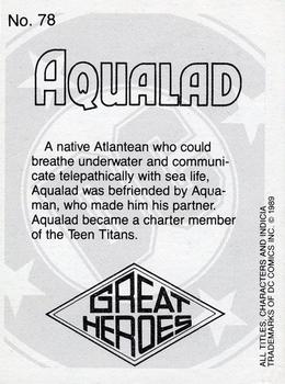 1989 DC Comics Backing Board Cards #78 Aqualad Back