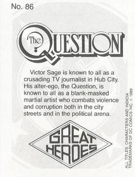 1989 DC Comics Backing Board Cards #86 The Question Back