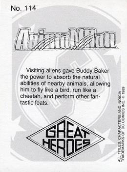 1989 DC Comics Backing Board Cards #114 Animal Man Back