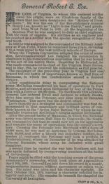 1888 W. Duke, Sons & Co. Histories of Generals (N114) #NNO Robert E. Lee Back