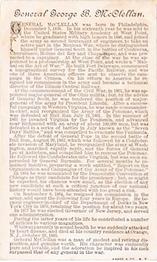 1888 W. Duke, Sons & Co. Histories of Generals (N114) #NNO George B. McClellan Back