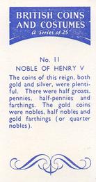 1966 British Coins and Costumes #11 Noble of Henry V Back