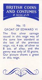 1966 British Coins and Costumes #15 Groat of Edward VI Back