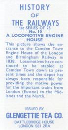 1974 Glengettie Tea History of the Railways 1st Series #10 A Locomotive Engine House Back