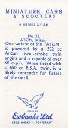 1960 Ewbanks Miniature Cars & Scooters #22 Atom Back
