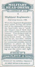 1931 Player's Military Head-Dress #6 Highland Regiments Back