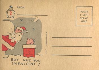 1960 Fleer Yule Laff #2 Holiday Greetings [Santa at chimney] Back