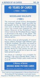1994 Brooke Bond 40 Years of Cards (Black Back) - Dark Blue Back #34 Woodland Wildlife Back