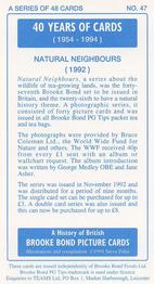 1994 Brooke Bond 40 Years of Cards (Black Back) - Dark Blue Back #47 Natural Neighbours Back