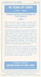 1994 Brooke Bond 40 Years of Cards (Black Back) - Light Blue Back #40 Unexplained Mysteries of the World Back