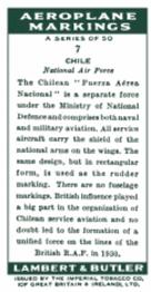 1937 Lambert & Butler's Aeroplane Markings #7 Chile Back