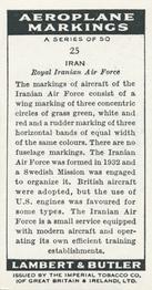1937 Lambert & Butler's Aeroplane Markings #25 Iran Back