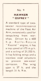 1936 Amalgamated Press Aeroplanes & Carriers (ZB7-0) #9 Hawker “Osprey” Back