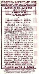 1990 Imperial Tobacco Ltd. 1935 Player's Aeroplanes (Civil) (Reprint) #4 Armstrong Whitworth XV (Great Britain) Back