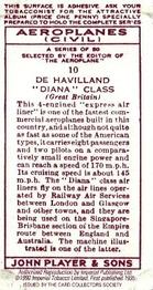 1990 Imperial Tobacco Ltd. 1935 Player's Aeroplanes (Civil) (Reprint) #10 De Havilland “Express Air Liner” (Great Britain) Back