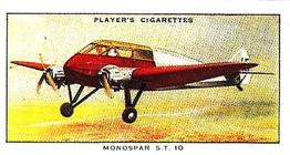 1990 Imperial Tobacco Ltd. 1935 Player's Aeroplanes (Civil) (Reprint) #17 Monospar S.T.10 (Great Britain) Front