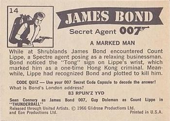 1966 Philadelphia Thunderball James Bond #14 A Marked Man Back