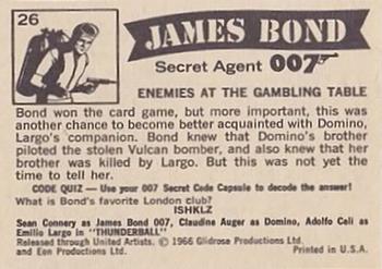 1966 Philadelphia Thunderball James Bond #26 Enemies At The Gambling Table Back