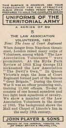 1939 Player's Uniforms of the Territorial Army #5 The Law Association Volunteers 1803 Back