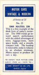 1968 Geo. Bassett  & Co. Motor Cars Vintage & Modern #25 1968 Matra 530 Back