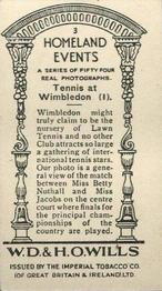 1932 Wills's Homeland Events (Set of 54) #3 Tennis at Wimbledon 1 Back
