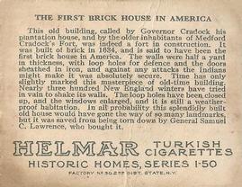 1911 Helmar Historic Homes (T69) #NNO The First Brick House In America Back