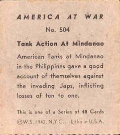 1942 W.S. Corp. America at War (R12) #504 Tank Action At Mindanao Back