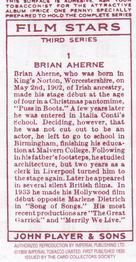 1989 Card Collectors Society 1938 Film Stars Third Series (reprint) #1 Brian Aherne Back