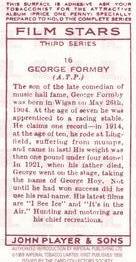 1989 Card Collectors Society 1938 Film Stars Third Series (reprint) #16 George Formby Back