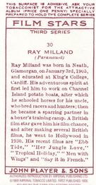 1989 Card Collectors Society 1938 Film Stars Third Series (reprint) #30 Ray Milland Back