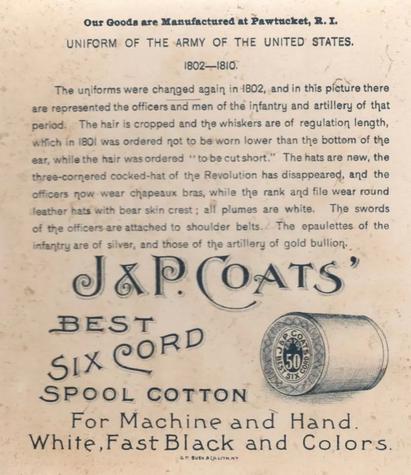 1895 J&P Coats Uniforms of the US Army (H606) #NNO 1802-1810 Back
