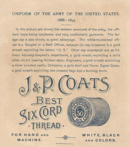 1895 J&P Coats Uniforms of the US Army (H606) #NNO 1888-1893 Overcoats Back