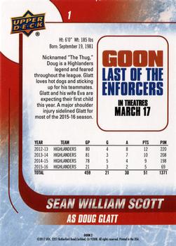 2017 Upper Deck Goon Last of the Enforcers #1 Seann William Scott Back