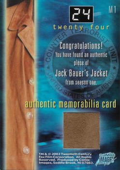 2003 Comic Images 24 Season 1 & 2 - Memorabilia #M1 Jack Bauer Back