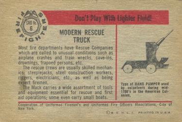 1953 Bowman Firefighters (R701-3) #6 Modern Rescue Truck Back