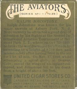 1911 American Tobacco Company The Aviators (T38) #NNO Ralph Johnstone Back
