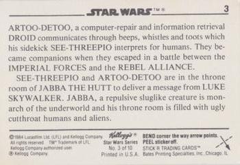1984 Kellogg's Star Wars - Blue Border #3 R2-D2 Back