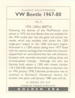 1999 Classic Volkswagen Beetle 1967-1980 #5 1976 Beetle 1200 Back