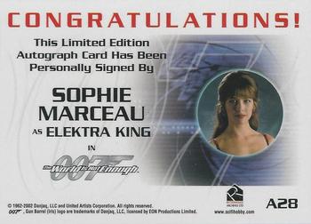2004 Rittenhouse The Quotable James Bond - 40th Anniversary-Style Autograph Expansion #A28 Sophie Marceau as Elektra King Back