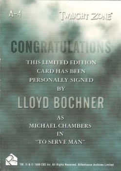 1999 Rittenhouse Twilight Zone Series 1 - Autographs #A04 Lloyd Bochner Back