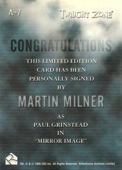 1999 Rittenhouse Twilight Zone Series 1 - Autographs #A07 Martin Milner Back
